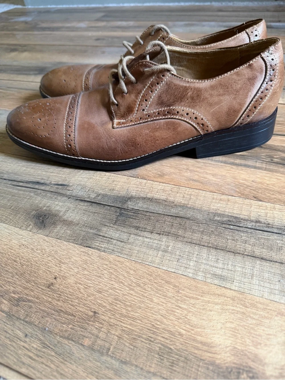 Standro Tan Leather Dress Shoes made in Brazil comfort soft and gel